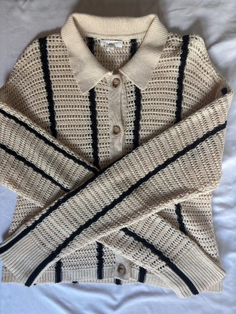 Blu Pepper open-knit cardigan